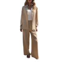 Elegant And Casual Womens Top And Wide-leg Pants Set