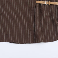 European And American Fashionable Buckle-decorated Striped Shirt