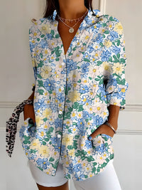 New Womens Floral Print Premium Elegant Long Sleeve Shirt