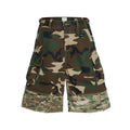 Camouflage Color-Block Loose Wide-Leg Denim Cropped Shorts