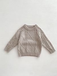 Baby Twist Knitted Overalls Suit Pullover Sweater Jumpsuit