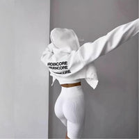 Harajuku Oversized Cropped Letter Print Zip-up Hoodie