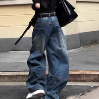High Waist Crimp Wide Leg Jeans For Women Plus Size Mop Trousers