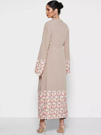 Spliced Lace Up Dubai Arab Cardigan Robe