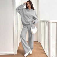 Womens Casual Warm Hooded Top And Pants Set