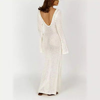 Women's Long-sleeved Knitted Slim-fit Jumpsuit Long Skirt