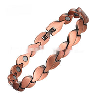 Womens Fashionable Heart-Shaped Retro Magnetic Red Copper Bracelet