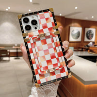 Checkerboard Square Bracket Shell Mobile Phone Case