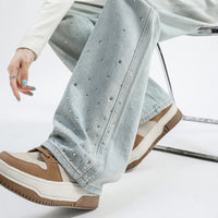 Women's Mint Green Straight Loose Jeans