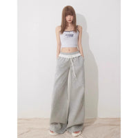 Womens High-waisted Straight-leg Pants With Lace Trim And Patchwork