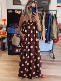 Summer Long Dress With A Polka-dot Print