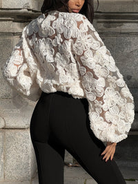 White Floral Pearl Textured Shirt