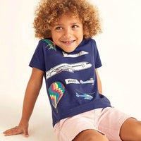 Summer Children's Cute Printed Embroidered Short-sleeved Cartoon T-shirt
