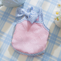 Heart Relief Texture Bow Suspenders Vest Small Dog