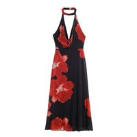 Fashionable Simple Halterneck Printed Dress For Women