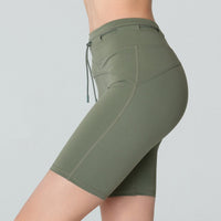 Women's High Waist Hip Lift Tight Drawstring Yoga Shorts