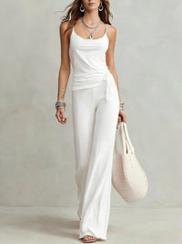 Casual Camisole Top And High-waisted Wide-leg Pants Set