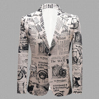 Personality Newspaper Printed Costume For Men