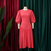 Ruffled Plus-Size Fashionable Puff-Sleeve Dress African Style
