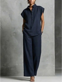 Women's Casual Cardigan Short-Sleeve Pants Set