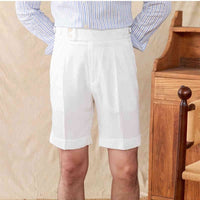 British Gentlemen's Casual Shorts Men's Napoli Double Pleated Light Cropped Pants