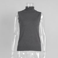 Womens Turtleneck Sleeveless Base Layer Top Sweater Cardigan Set