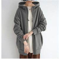 New Stylish Streetwear Long Fleece-lined Hoodie With A Zipper And Hood