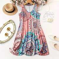 Women's Fashion Printed V-neck Sleeveless Dress