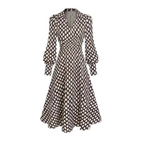 V-neck Printed Long-sleeve Tie-waist Dress