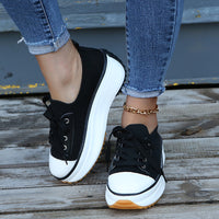 Casual Round Toe Flat Shoes Lace-up Sneakers Thick Bottom Platform Shoes