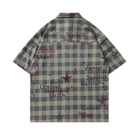 Gradient Short Sleeve Plaid Shirt Men