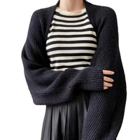 Knitted Cardigan Coat Female Batwing Sleeve Sweater Short Temperamental