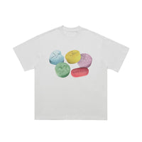 Cotton Printed Round Neck Couple Top T-shirt With Short Sleeves