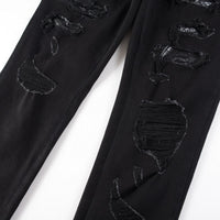 Broken Three Headed Snake Embroidery Patchwork Jeans For Men