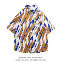 Men's Retro Hong Kong Style Short Sleeve Printed Shirt