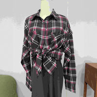 Retro-style Plaid Detachable Longshort-sleeve Shirt With Large Pockets
