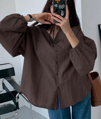Women's Fashion Loose Full Color Solid Color Shirt