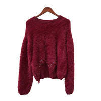 Irregular Nail Drill Mink Fur Knitted Sweater Top