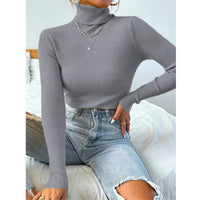 Turtleneck Sweater Pullover Knitted Top T-shirt