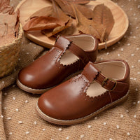 Girls' British Style Leather Shoes Hollow Breathable