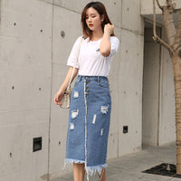 Junjun Xintang Denim Plus-size Women's Bodycon Skirt