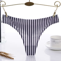 T-back Women's Ice Silk One-piece Seamless Printed Leopard Print T-shaped Panties T-back Briefs