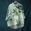 Cross-border Long-sleeved Bamboo Linen Printed Fashionable All-match Lapel Shirt