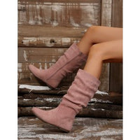 Plus Size Women's Side Zipper Pleated Pile Style Boots