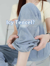 Elastic Waist Lyocell Jeans Women