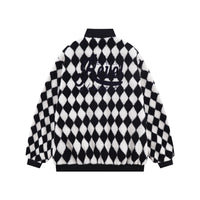 Rhombus Plaid Lambswool Warm And Loose Cotton-padded Coat