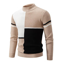 Half Turtleneck Contrast Color Pullover Knitwear Casual Top