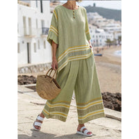 Loose Casual Womens Fashionable Beach Vacation Two-Piece Set