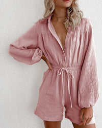 Single-breasted Cardigan Loose Jumpsuit