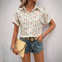 Women's Printed Contrasting-Color Cardigan Top